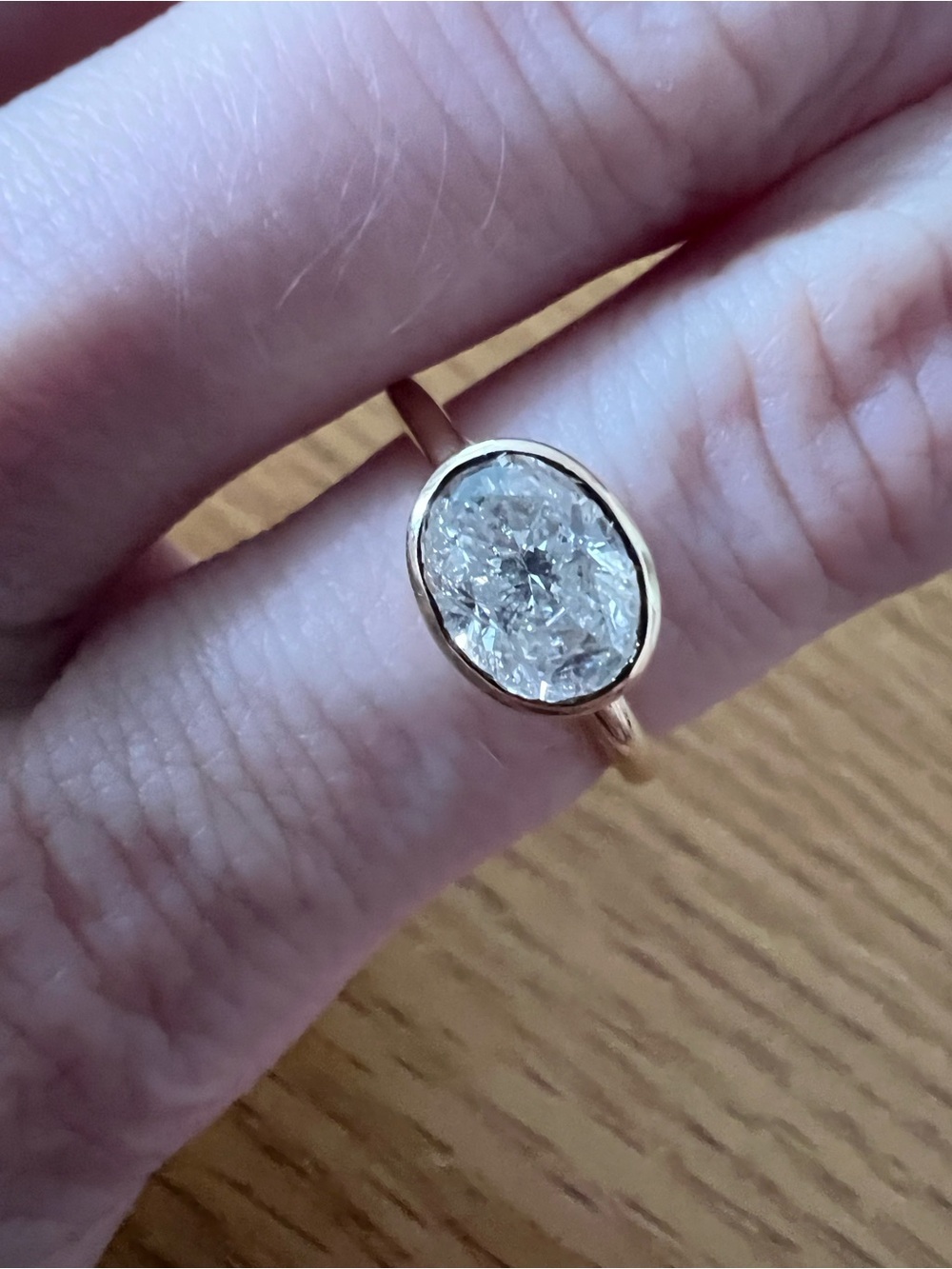 14k Yellow Gold Solitaire Oval Diamond Ring - Picture 2 of 4
